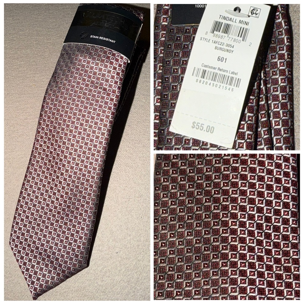 Alfani Alfatech Men's Tindall Mini Burgundy Geometric Necktie NWT